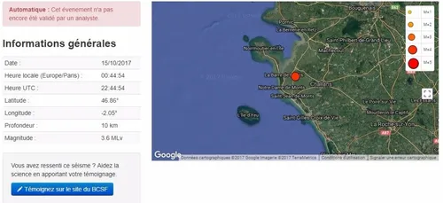 Un séisme de magnitude 3,6 enregistré cette nuit en Vendée