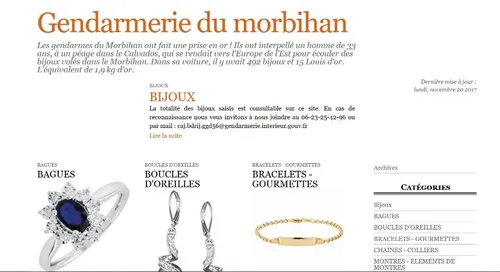 Bijoux volés : un blog ouvert par les gendarmes du Morbihan
