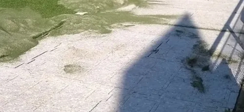 L'image du jour :  Une partie de son gazon synthétique du club de...