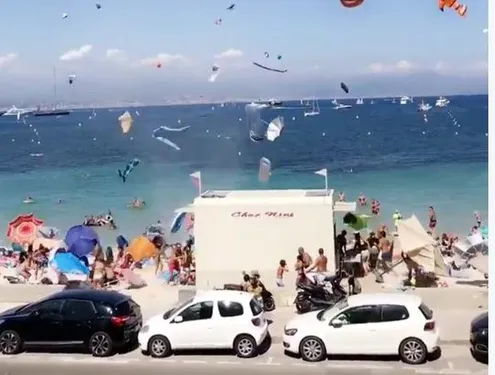 Antibes : une mini tornade sème la pagaille sur une plage