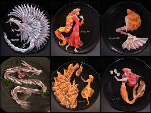 Un chef crée des personnages avec...du poisson cru !